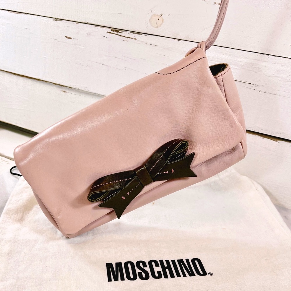 Moschino Couture Lambskin Leather Bow Clutch